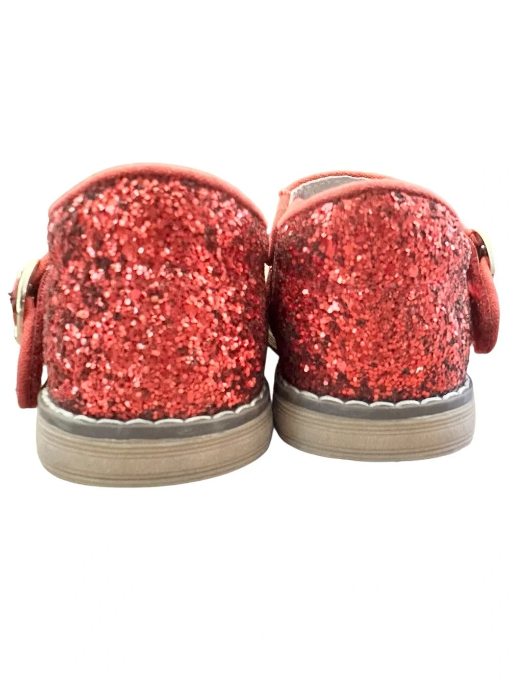 L’AMOUR Girls Red Glitter Mary Jane Shoes with Buckle Strap Size 9